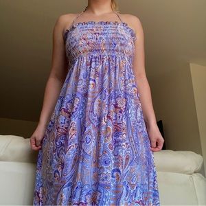 Jordan Taylor Maxi Elastic Top Halter Tie Backless Dress